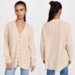 Reformation Giusta Oversized Cashmere Cardigan Beige FLAWED